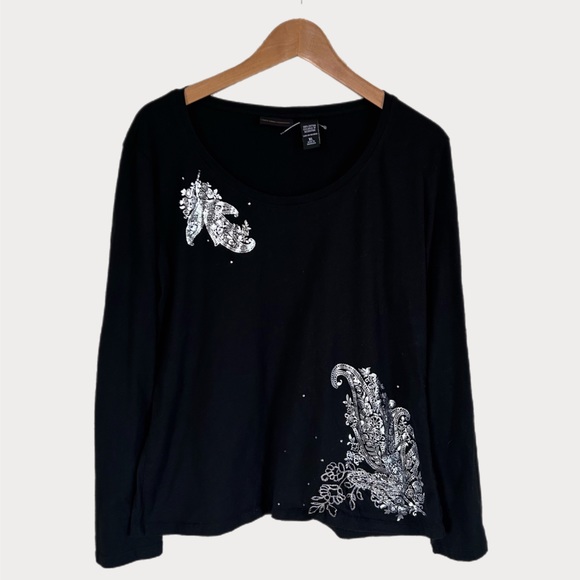 New York and Company black and silver application shirt - Picture 1 of 8